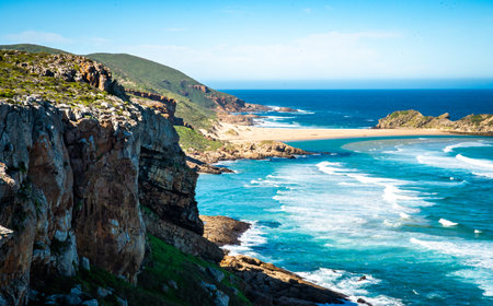 View of the hike from Robberg Nature Reserve in the Western Cape province, South Africaの写真素材