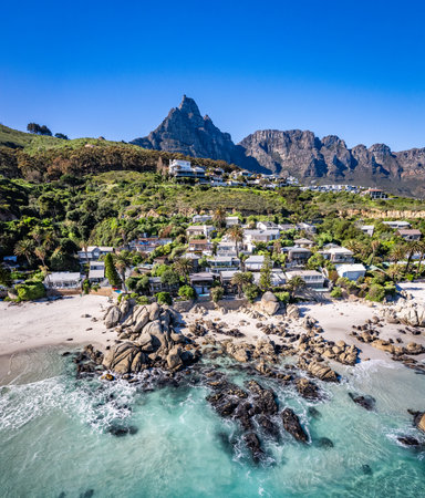Aerial view of Clifton beach in Cape Town, Western Cape, South Africa