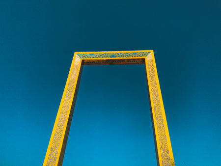 Dubai Frame in Zabeel Park, Downtown Dubai, UAEの写真素材