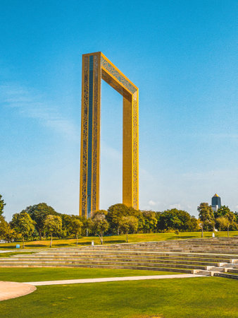 Dubai Frame in Zabeel Park, Downtown Dubai, UAEの写真素材
