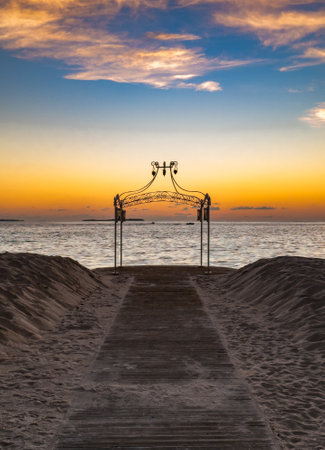 Beach sunset views in Maldives, asiaの写真素材