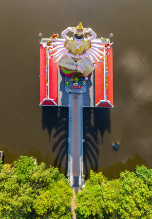Aerial view of Wat Plai Laem in koh Samui island, Thailandの写真素材