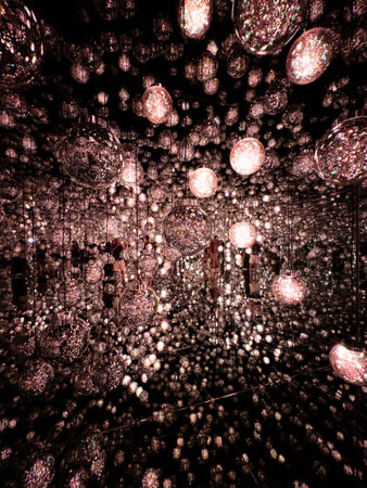 Digital art light installation and illumination in Aomi, Tokyo, Japanの写真素材