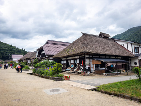 Ouchijuku Postal Town, in Fukushima, Japanの写真素材