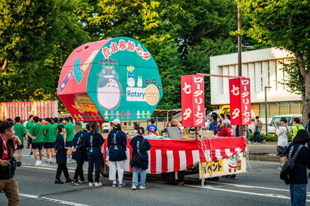 Noshiro Tenku no Fuyajo Tanabata Festival Lantern Castles in the Sky in Noshiro august 2024, Akita,...