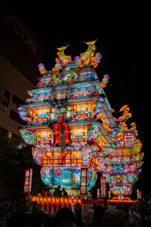 Noshiro Tenku no Fuyajo Tanabata Festival Lantern Castles in the Sky in Noshiro , Akita, Japan