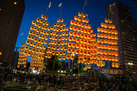 Akita kanto festival, august 2024, in Japanの写真素材