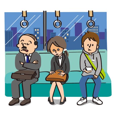 A woman tired on the trainのイラスト素材