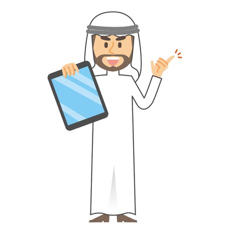 Arab Man Tabletのイラスト素材