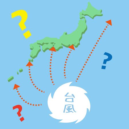 Typhoon with unknown course (tropical cyclone)のイラスト素材