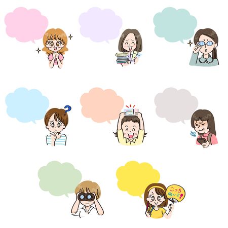 The face icon and the balloon of the girls who like the stageのイラスト素材