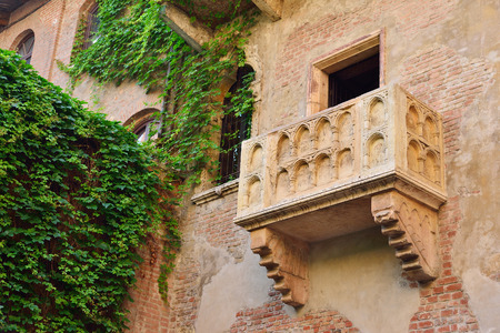 Balcony by Juliet house in Verona, Veneto region, Italy.の写真素材