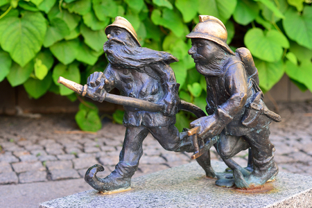 WROCLAW, POLAND - JUNE, 2017: Wroclaw attractions, fire dwarfs.のeditorial素材