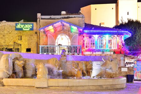 TEL AVIV, ISRAEL- APRIL, 2017:  The Zodiac Fountain in Kedumim square in old city Jaffa, Israelのeditorial素材