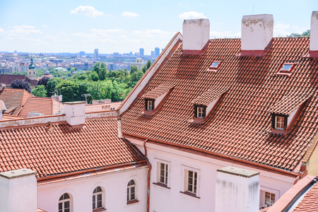view over the rooftops of the old town in Pragueのeditorial素材