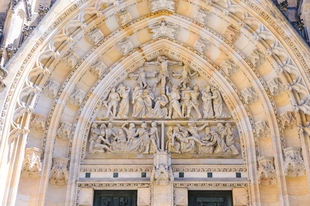 Fragment of St. Vitus Cathedral in Prague, a sacred place for the Czechs and a place for tourists. Czech Republic.のeditorial素材