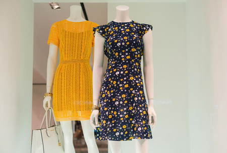 PRAGUE, CZECH REPUBLIC - MAY 2017: Showcase with a new collection of women's clothing.