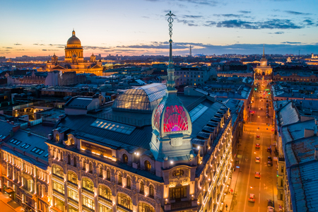 ST. PETERSBURG, RUSSIA - MARCH, 2019: Au Pont Rouge store class luxury (in English "Near the Red Bridge") one of the most beautiful historical buildings of St Petersburg, built in 1907.のeditorial素材