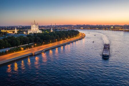 Saint Petersburg. Russia. Great at sunset. The drawbridges of Petersburg. Navigation on the Neva River. Cities of Russia. Panorama of St. Petersburg.の写真素材