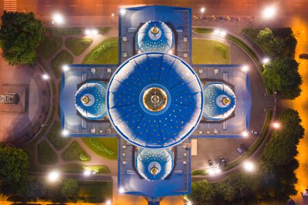 Russia. Saint-Petersburg. View of Trinity Cathedral on a summer night. Petersburg from the height....