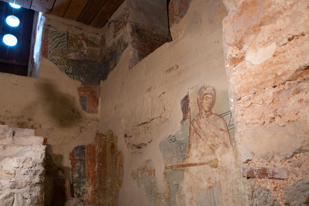 VELIKY NOVGOROD, RUSSIA - APRIL, 2019: Architecture elements in the interior of St Nicholas Cathedralのeditorial素材