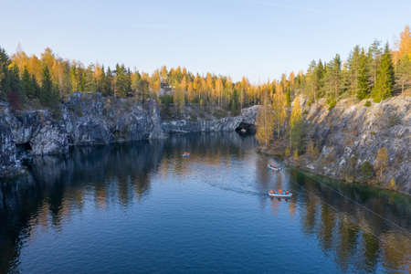 Landmark of Russia, marble quarry Ruskeala reserve, Kareliaの写真素材