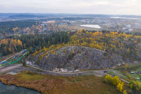 Sortavala, a Karelian city on the shores of Lake Ladoga. The famous Kuhavuori Mountain and Wakkosalmi Parkの写真素材