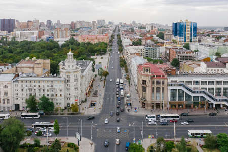 ROSTOV-ON-DON, RUSSIA - SEPTEMBER 2020: The building of Central Universal Shop on intersection of Budennovsky Avenue and Bolshaya Sadovayaのeditorial素材