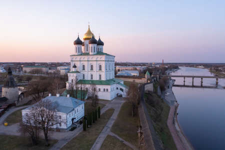 Trinity Cathedral in Pskov, welcome to Russia. A tourist attraction, a functioning Orthodox...