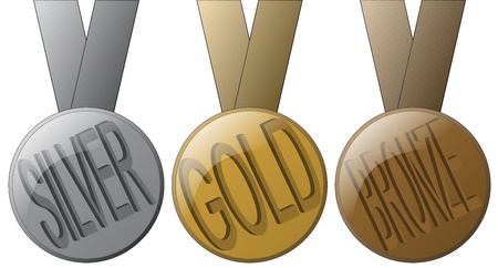 3 Medals - Gold, Silver and Bronze.のイラスト素材