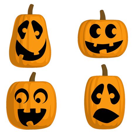 A set of 4 Jack O Lanterns (Silly)のイラスト素材