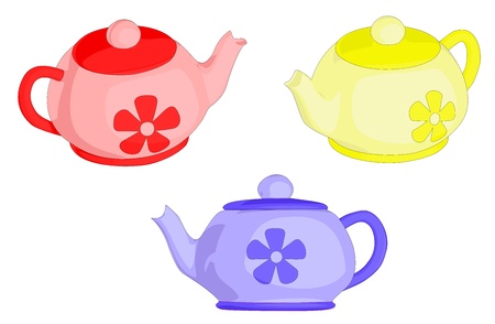 A set of 3 tea pots.のイラスト素材