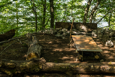 an abandoned camp in the mountainsの写真素材