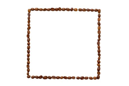 Square frame made of coffee beans - isolated on white.の写真素材