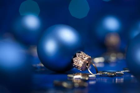 Christmas decoration with bauble. Selective focus on ball. aRGB. の写真素材