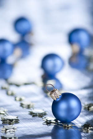 Christmas decoration with bauble. Selective focus on ball. aRGB. の写真素材