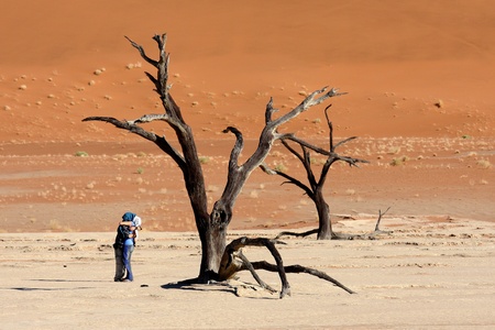 A Couple in love at Deadvlei, Sossusvlei.の写真素材