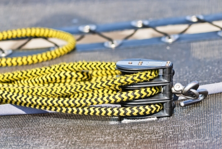 Black pulley with used rope