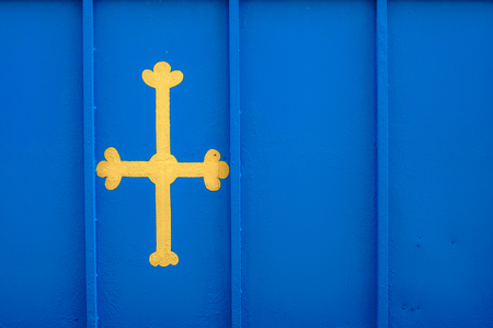 Asturias flag on metal textureの写真素材