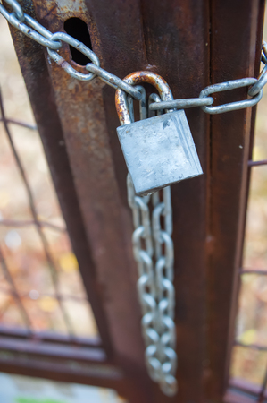padlock on a gateの写真素材