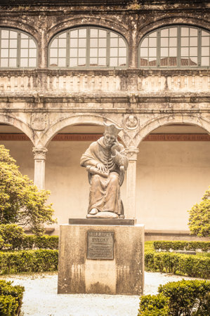 Monument Gallaecia Fvlget, founder of the University of Santiago de Compostela in the Senate del Palacio de Fonseca, Santiago de Compostela, Spainのeditorial素材