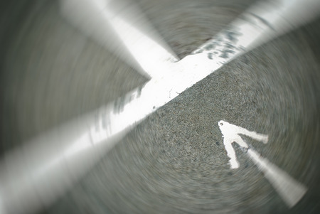 Arrow on the floorの写真素材