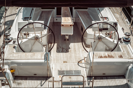 two rudders in modern yatchの写真素材