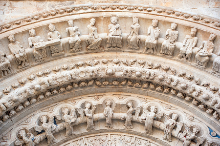 detail of the gothic door of the collegiate church of Santa Maria Maggiore in Toro, Zamora, Spainの写真素材