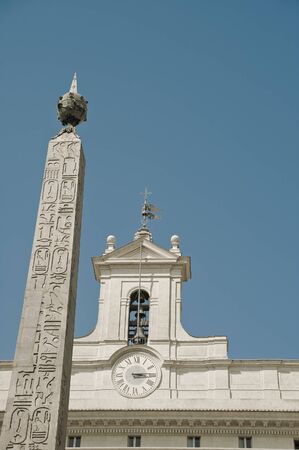 Obelisk of Montecitorio in Rome, Italyの写真素材