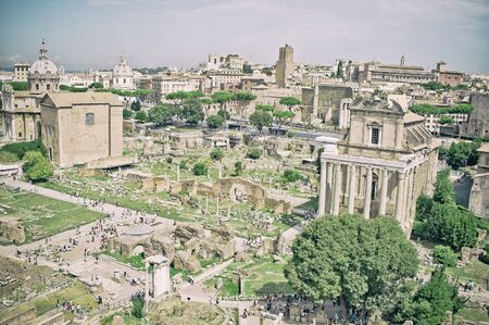 Ancient Ruins, Imperial Forum, Rome, Italyの写真素材