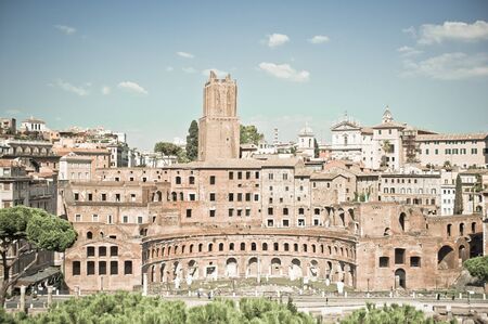 Ruins of Trajan's Forum in Rome, Italyの写真素材