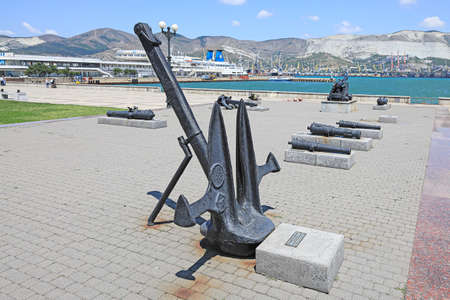 Ships sea anchor on the city embankment. Russia, Krasnodar Territory, Novorossiysk, July 22, 2019のeditorial素材