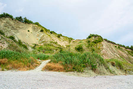 The road up the mountain to the lake with therapeutic mud in Inal Bay