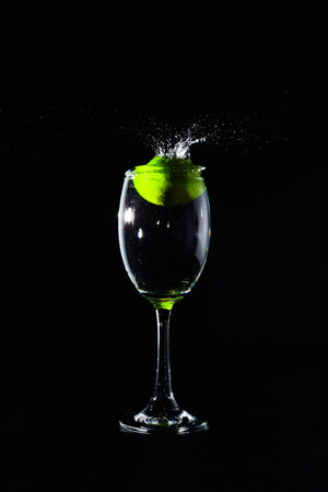 Water splash limeの写真素材